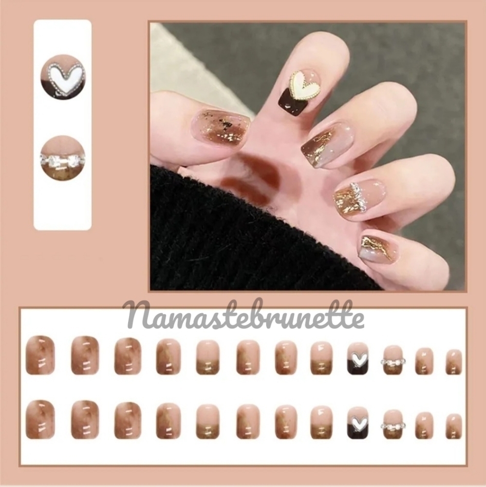 2/$16 Heart Rhinestone Press On Nails - Picture 8 of 16